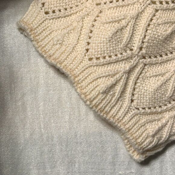 Vintage Sweater Large Off White Short Sleeve Open Knit Made In USA - Picture 4 of 10
